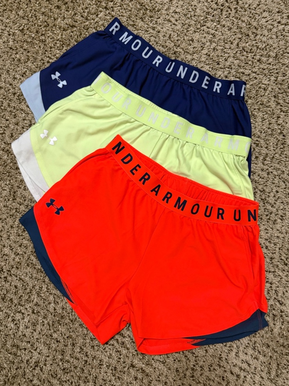 Under Armour Women’s Athletic Shorts - Orange, Neon Yellow, Navy